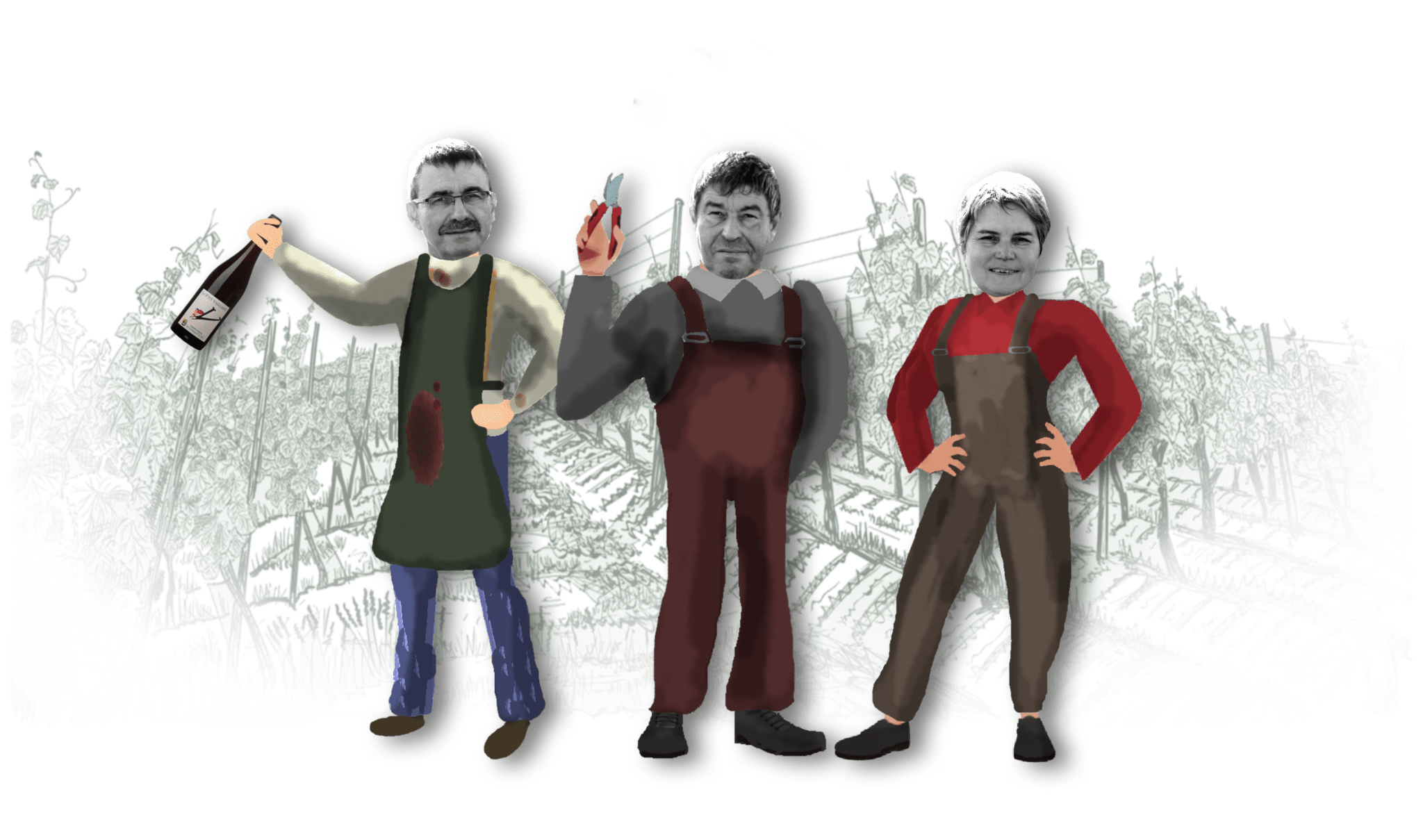 LAURENCE, DOMINIQUE ET JEAN FRANCOIS VAILLANT GRANDES VIGNES Laurence, Dominique et Jean-François Vaillant du Domaine des Grandes Vignes
